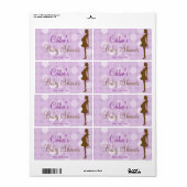 Lila Silhouette Kinderdusche Wasserflaschen Etiket (Vorne)