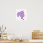 Lila Silhouette Prinzessin T - Shirt und Geschenke Poster (Küche)