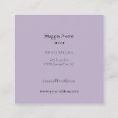 Lila Silk Square Business Card Quadratische Visitenkarte (Rückseite)