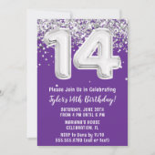 Lila Silver 14. Geburtstagsparty Einladung (Vorderseite)