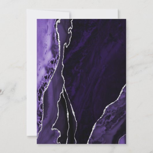 Lila Silver Agate 90. Geburtstag Einladung (Rückseite)