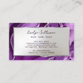Lila Silver Agate Business Card Visitenkarte (Rückseite)