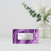 Lila Silver Agate Business Card Visitenkarte (Stehend Vorderseite)