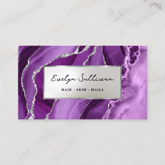 Lila Silver Agate Business Card Visitenkarte (Vorderseite)