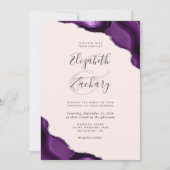 Lila Silver Agate Corners Blush Pink Wedding Einladung (Vorderseite)