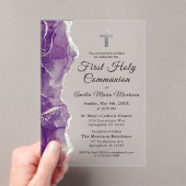 Lila Silver Agate First Heilige Kommunion Girl Acryleinladungen (Insitu (Handheld))