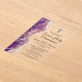 Lila Silver Agate First Heilige Kommunion Girl Acryleinladungen (Ablage )