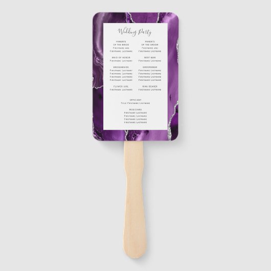 Lila Silver Agate Hochzeitsprogramm Fächer (Rückseite)