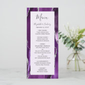 Lila Silver Agate Lavender Wedding Menükarte (Stehend Vorderseite)