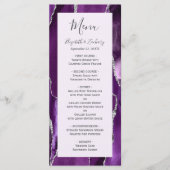 Lila Silver Agate Lavender Wedding Menükarte (Vorderseite)