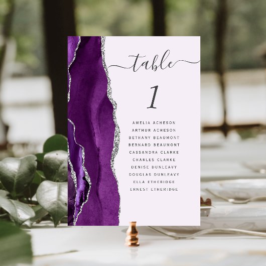 Lila Silver Agate Lavender Wedding Tischnummer