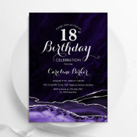 Lila Silver Agate Marble 18. Geburtstag