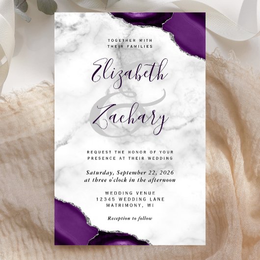 Lila Silver Agate Marmorecken Hochzeit