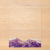 Lila Silver Agate Moderne Hochzeit Acryleinladungen (Vorderseite)