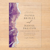 Lila Silver Agate Moderne Hochzeit Acryleinladungen (Vorderseite)
