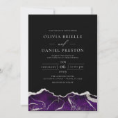 Lila Silver Agate Moderne Hochzeit Einladung (Vorderseite)