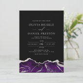 Lila Silver Agate Moderne Hochzeit Einladung (Stehend Vorderseite)