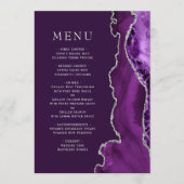 Lila Silver Agate Plum Wedding Menükarte (Vorderseite)