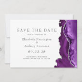 Lila Silver Agate Save the Date Einladung (Vorderseite)