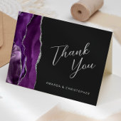 Lila Silver Agate Script Dark Wedding Vielen Dank Karte