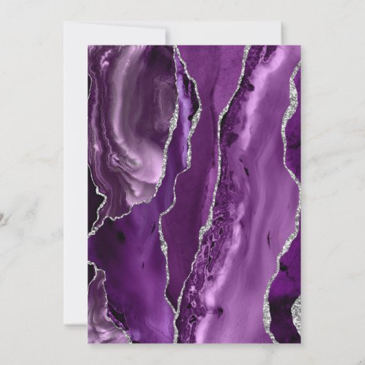 Lila Silver Agate Wedding Einladung (Rückseite)