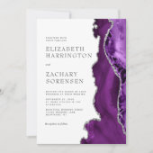 Lila Silver Agate Wedding Einladung (Vorderseite)
