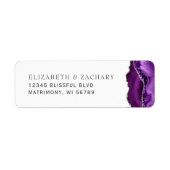 Lila Silver Agate Wedding Rücksendeadresse (Vorne)