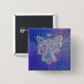 Lila Silver Angel Wings Button-Button Button (Vorne & Hinten)