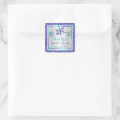 Lila Silver Aqua Glitzer Blick Schneeflocken Aufkl Quadratischer Aufkleber (Tasche)