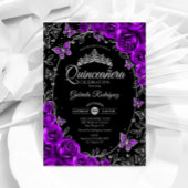 Lila Silver Black Quinceanera Einladung