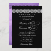 LILA SILVER BLACK Rose Hochzeit Einladung (Vorne/Hinten)