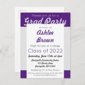 Lila Silver Bold Party Abschluss Einladungspostkarte (Vorne/Hinten)