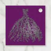 Lila Silver Botanical Blätter Dress Brautparty Geschenkanhänger (Rückseite)