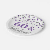 Lila Silver Confetti 60 und fabelhaft Pappteller (Schrägansicht)