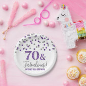 Lila Silver Confetti 70 und fabelhafter Geburtstag Pappteller (Party)