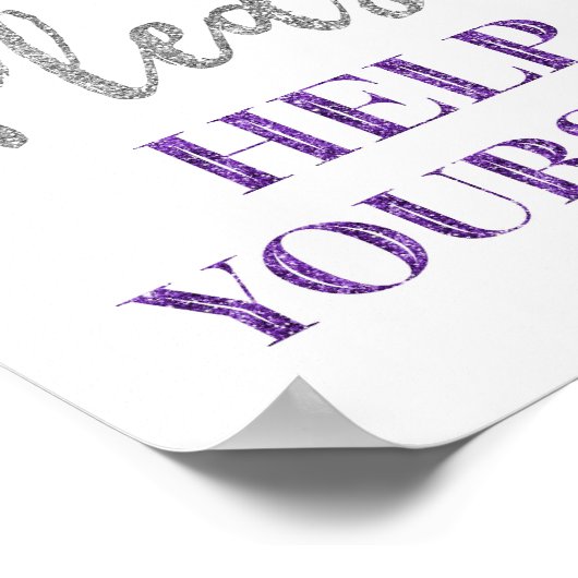 Lila Silver Confetti Bitte helfen Sie sich bei der Poster (Ecke)