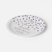 Lila Silver Confetti-Brautparty Pappteller (Schrägansicht)