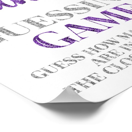 Lila Silver Confetti Candy Guessing Spielzeichen Poster (Ecke)