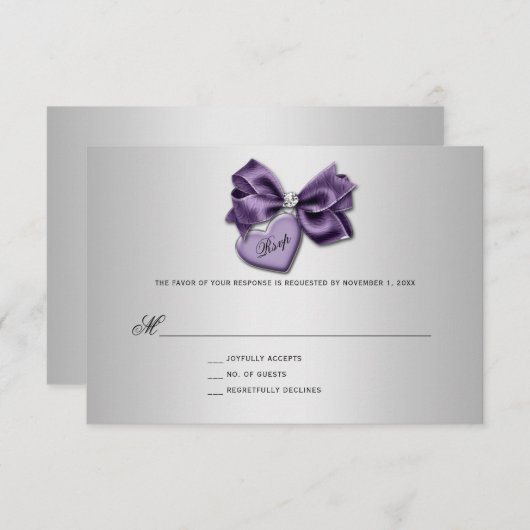 Lila Silver Diamond Heft Locket UAWG RSVP Karte (Vorne/Hinten)