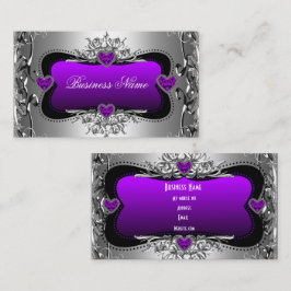 Lila Silver Diamond Image Hearts Elegant Visitenkarte