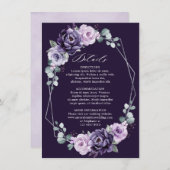 Lila Silver Floral Geometric Wedding Details En Begleitkarte (Vorne/Hinten)
