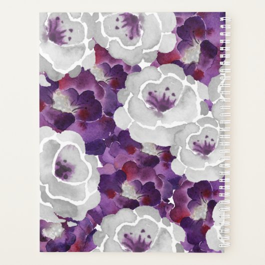 Lila Silver Floral Wedding Planner Notebook Planer (Rückseite)