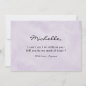 Lila Silver Floral Werden Sie meine Trauzeugin sei Einladung (Rückseite)
