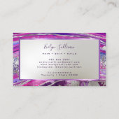 Lila Silver Foil Geode Business Card Visitenkarte (Rückseite)
