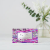 Lila Silver Foil Geode Business Card Visitenkarte (Stehend Vorderseite)