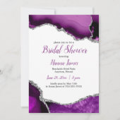 Lila Silver Glitzer Agate Brautparty Einladung (Vorderseite)