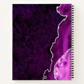 Lila & Silver Glitzer Agate Wedding Gästebuch Notizblock (Rückseite)