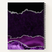 Lila & Silver Glitzer Agate Wedding Gästebuch Notizblock (Rückseite)