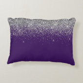 Lila Silver Glitzer Girly Glam Monogram Dekokissen (Rückseite)