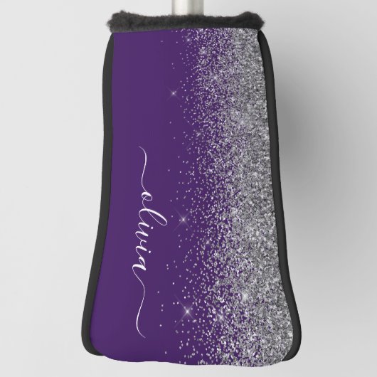 Lila Silver Glitzer Girly Glam Monogram Golf Headcover (Rotieren 90)